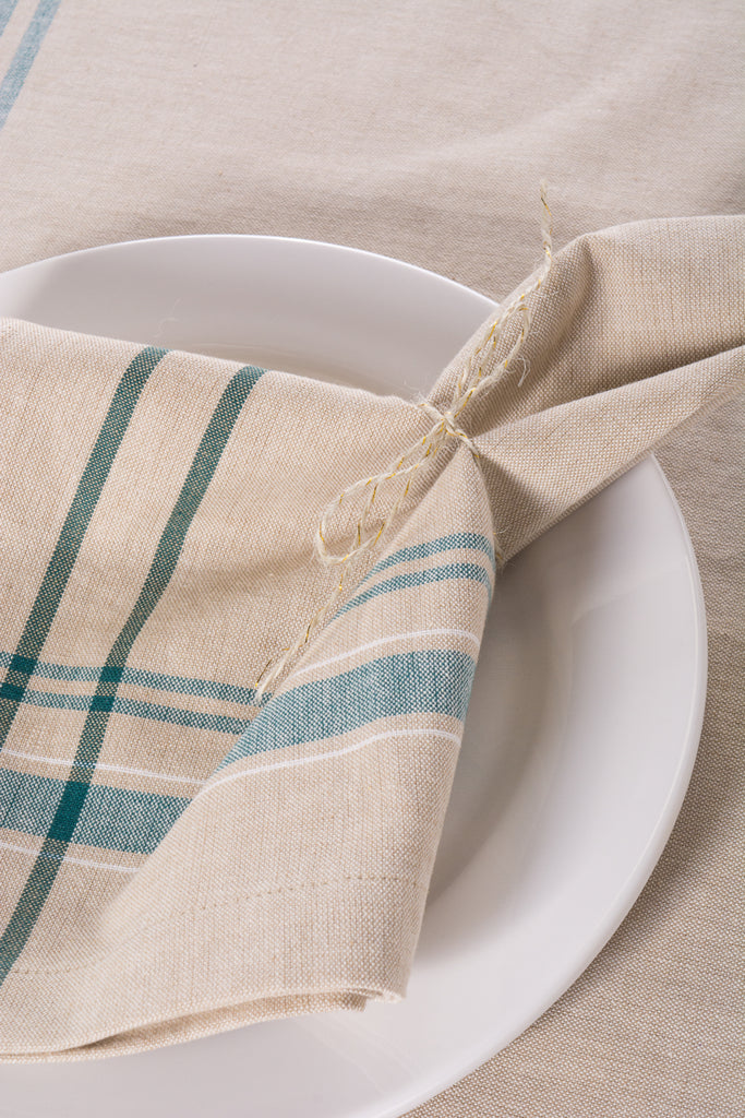 DII Teal French Stripe Napkin Set of 6