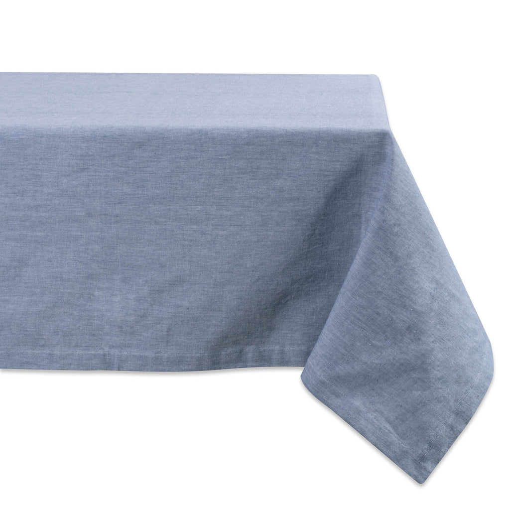 Blue Solid Chambray Tablecloth 60x84