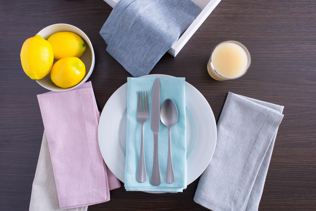 DII Blue Solid Chambray Tablecloth