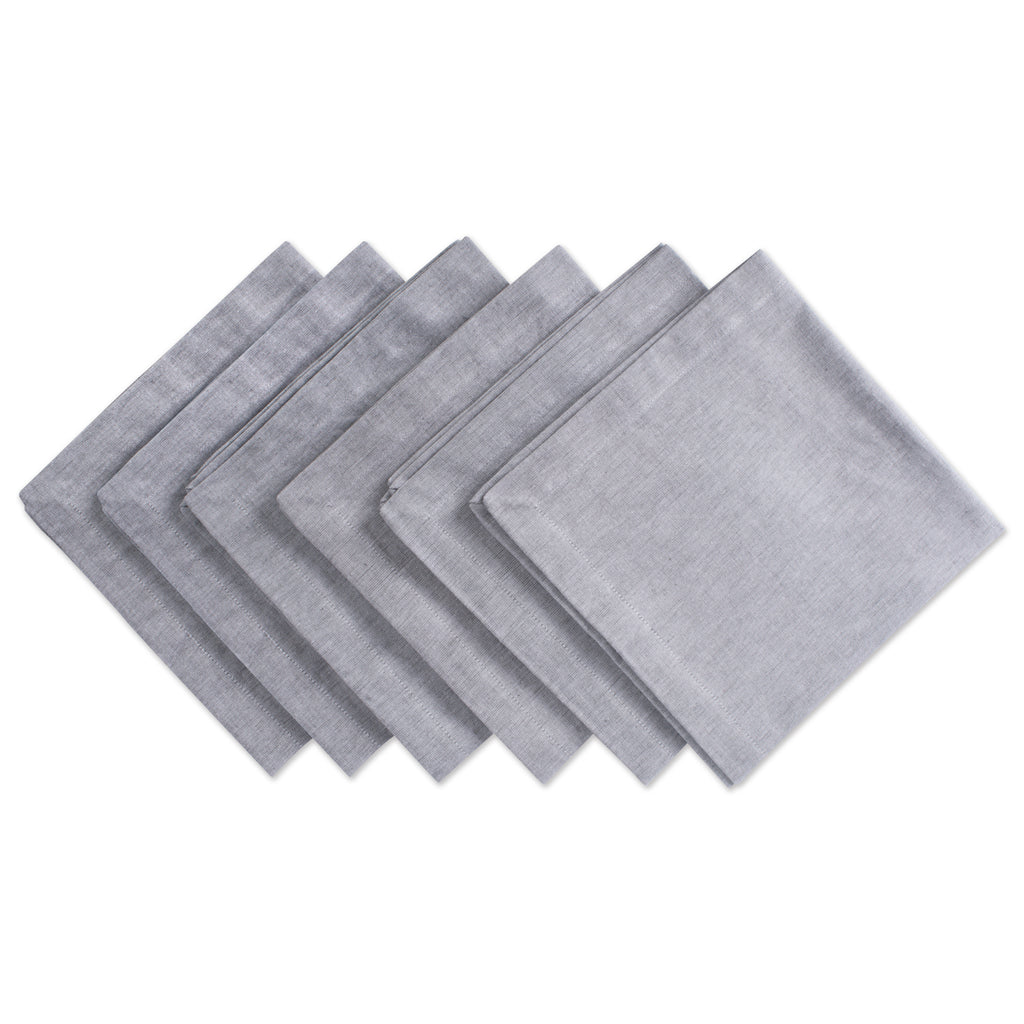 Gray Solid Chambray Napkin Set/6