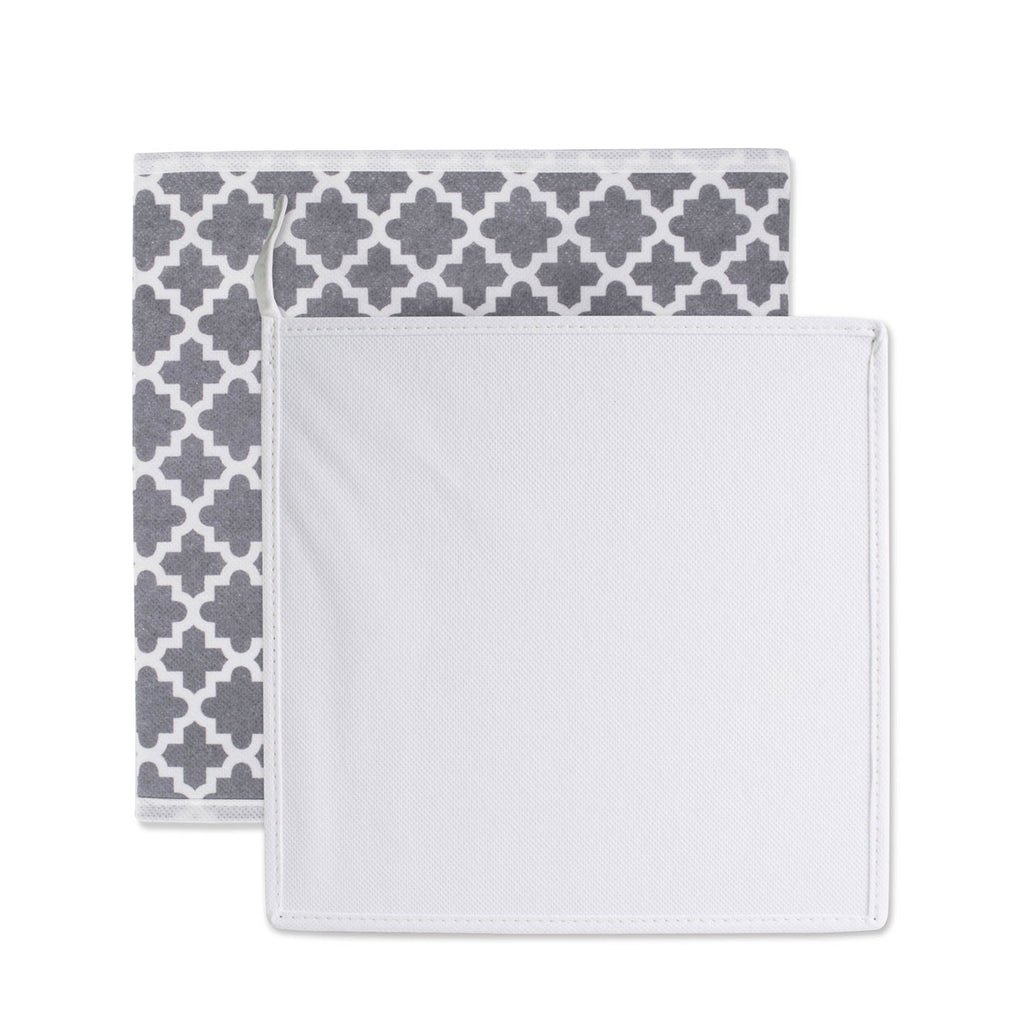 DII Nonwoven Polyester Cube Lattice Gray Square Set of 4