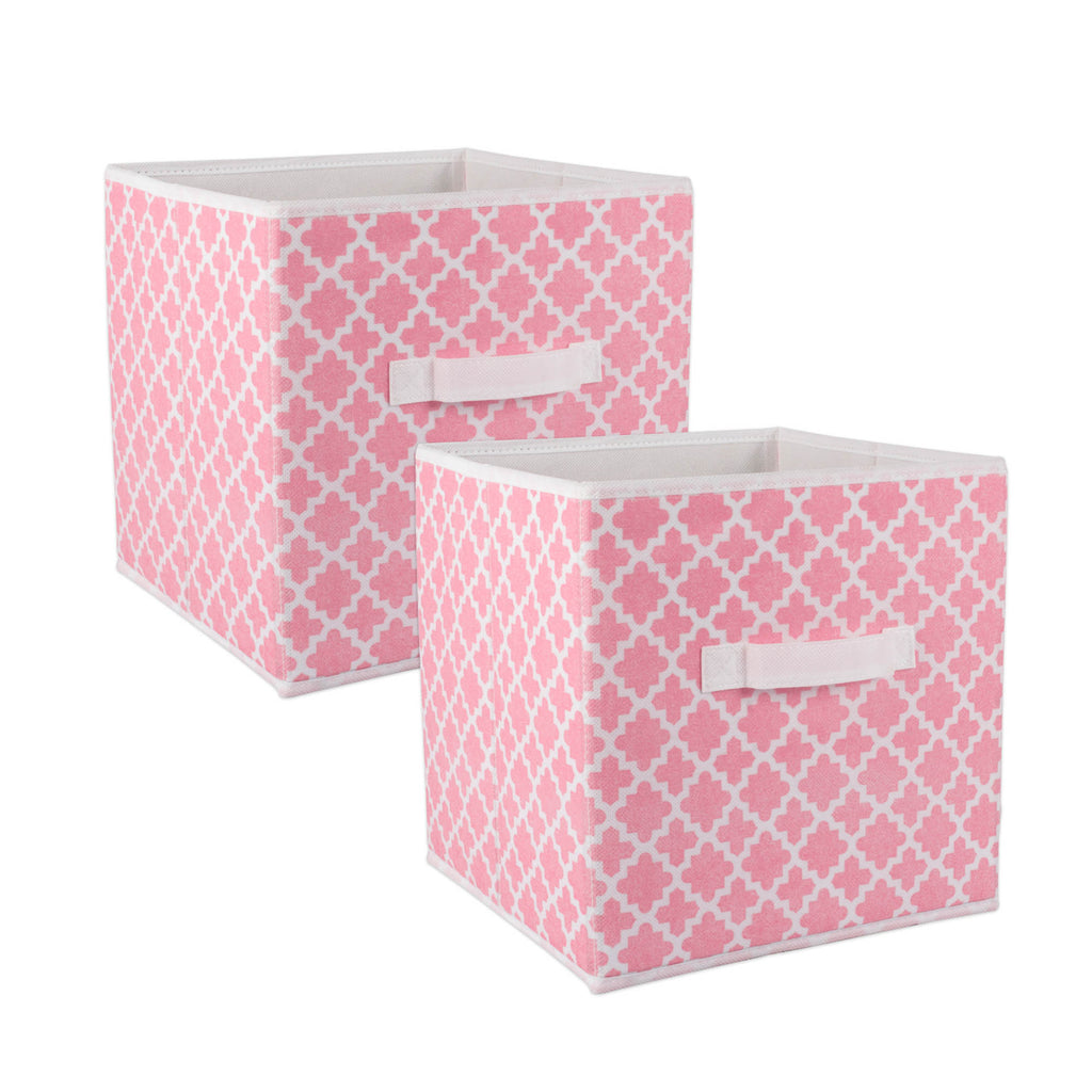 Nonwoven Polyester Cube Lattice Pink Sorbet Square 11x11x11 Set/2