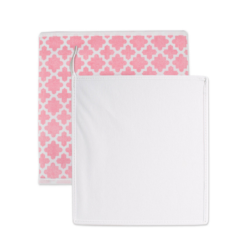 DII Nonwoven Polyester Cube Lattice Pink Sorbet Square Set of 2