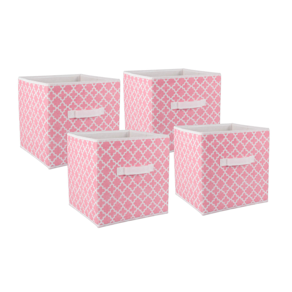 Nonwoven Polyester Cube Lattice Pink Sorbet Square 11x11x11 Set/4