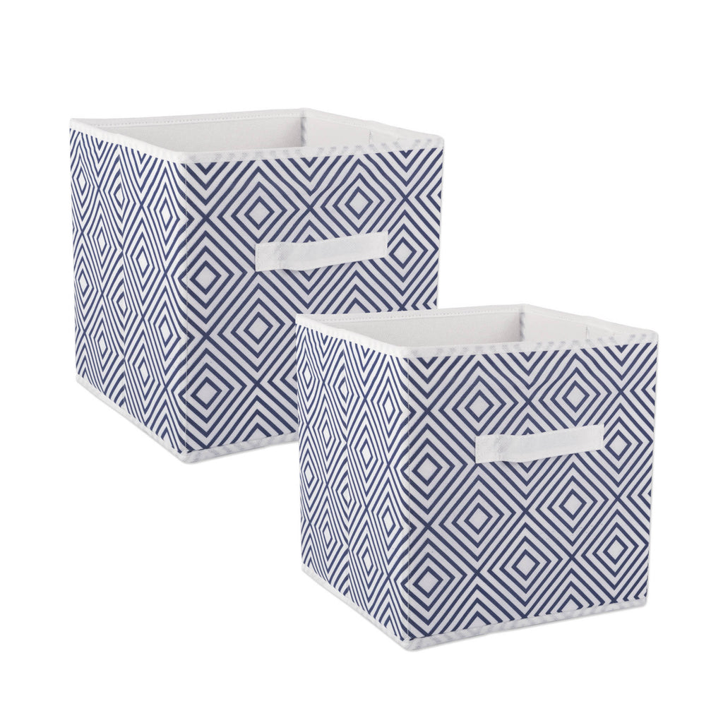 Nonwoven Polyester Cube X-Diamond Nautical Blue Square 11x11x11 Set/2