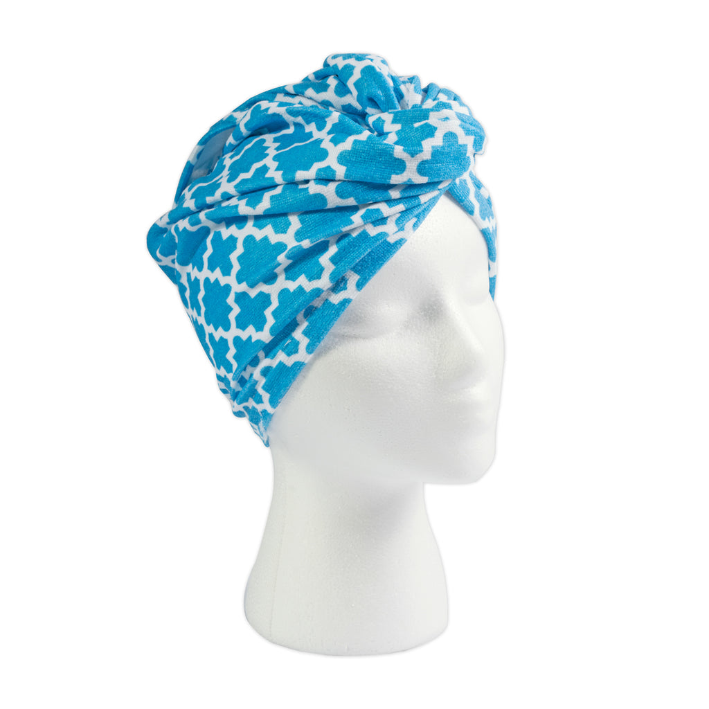 Hair Wrap Blue Lattice Print Set/3