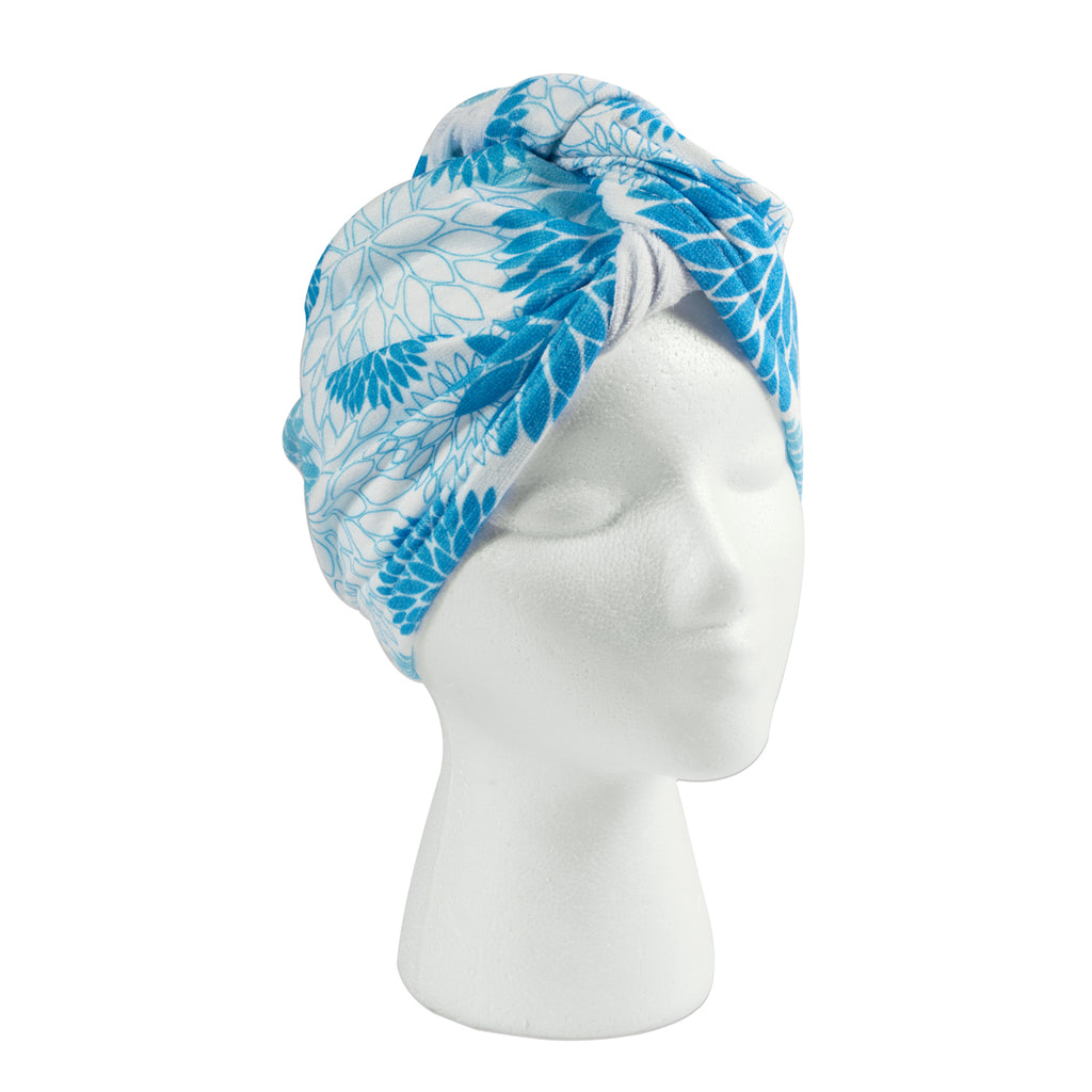 Hair Wrap Blue Dahlia Print Set/3