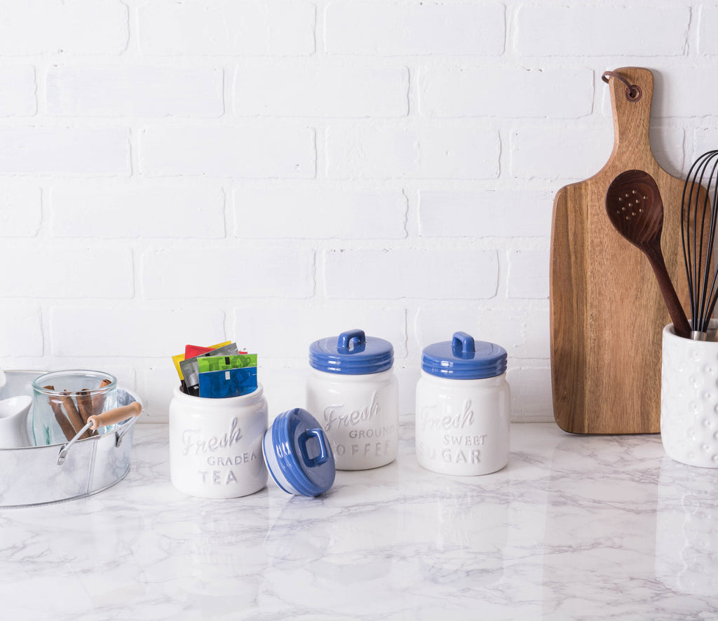 DII Blueberry Ceramic Jar Canister Set of 3