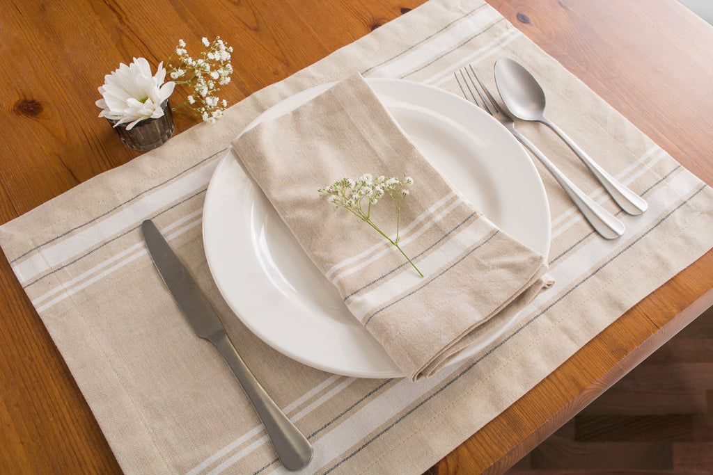 DII White French Stripe Placemat Set of 6