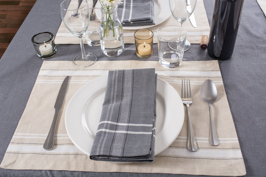 DII White French Stripe Placemat Set of 6
