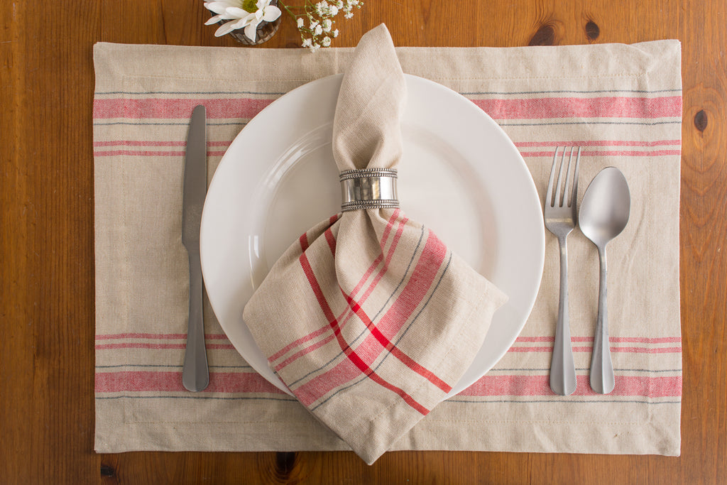 DII Red French Stripe Placemat Set of 6