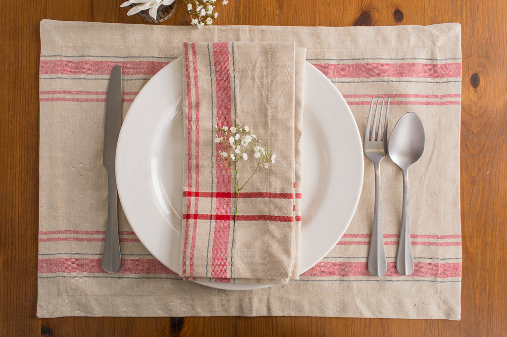 DII Red French Stripe Placemat Set of 6
