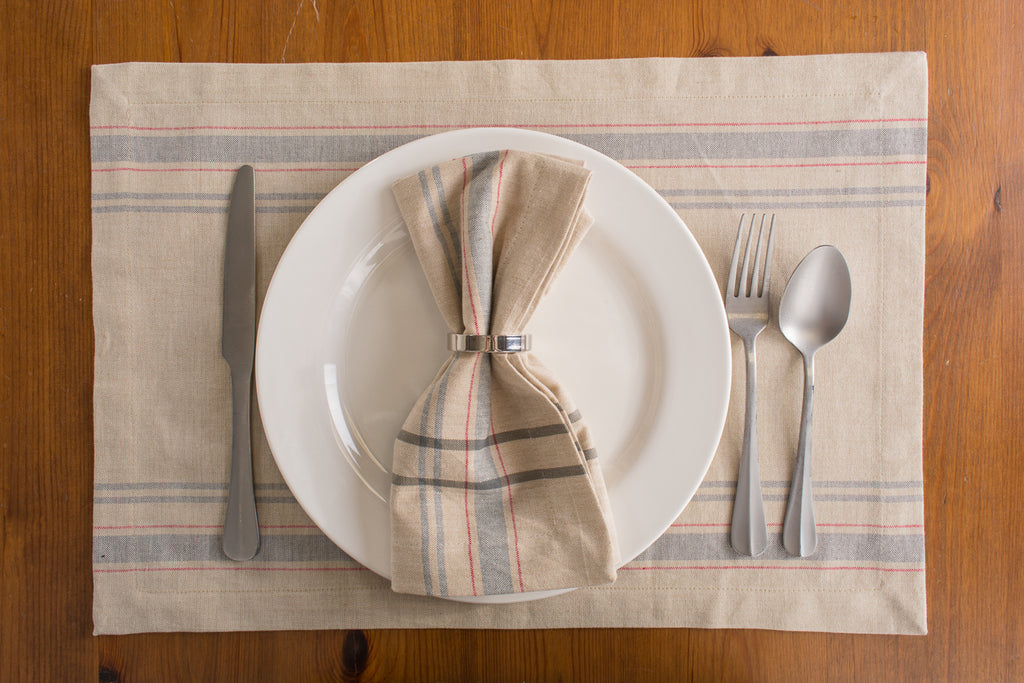DII Gray French Stripe Placemat Set of 6