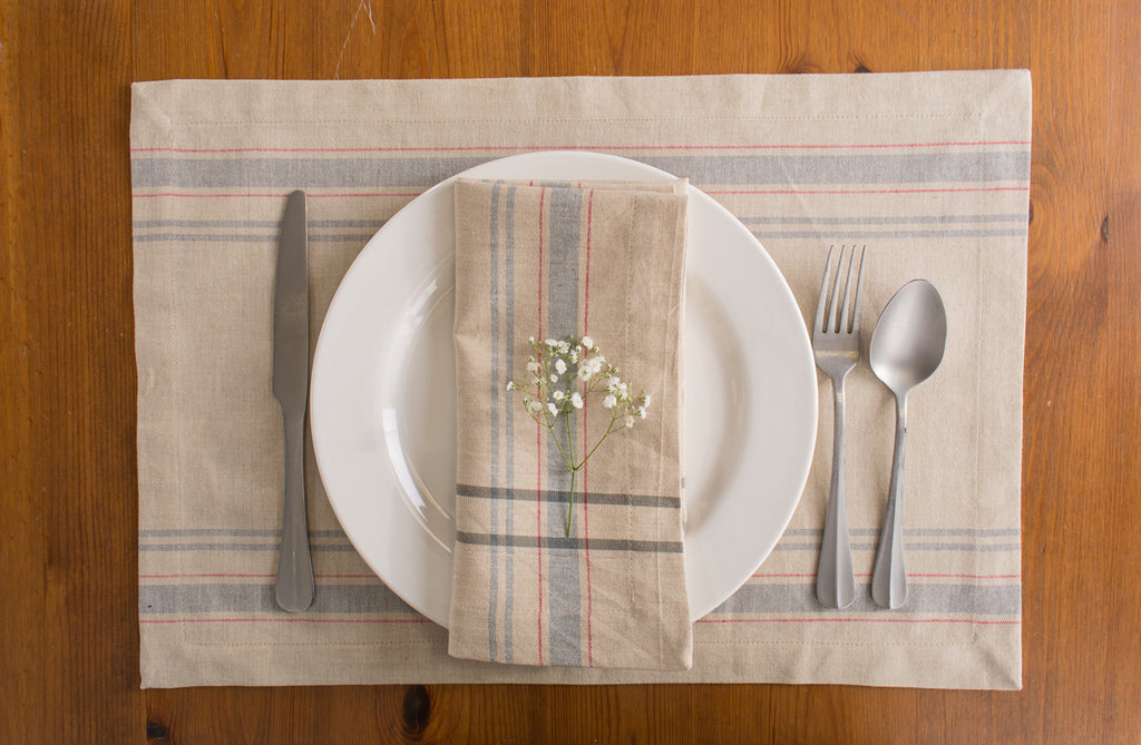 DII Gray French Stripe Placemat Set of 6