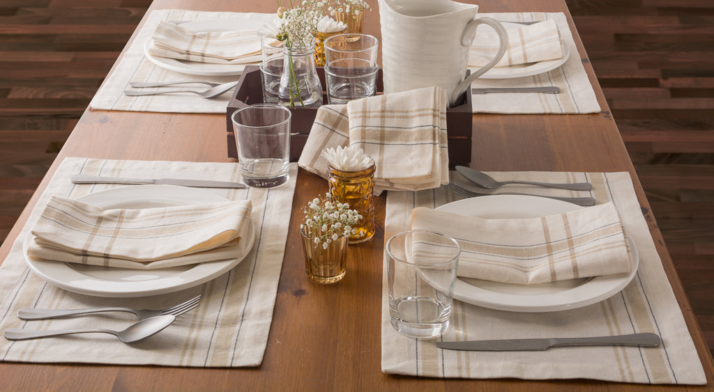 DII White Chambray French Stripe Placemat Set of 6
