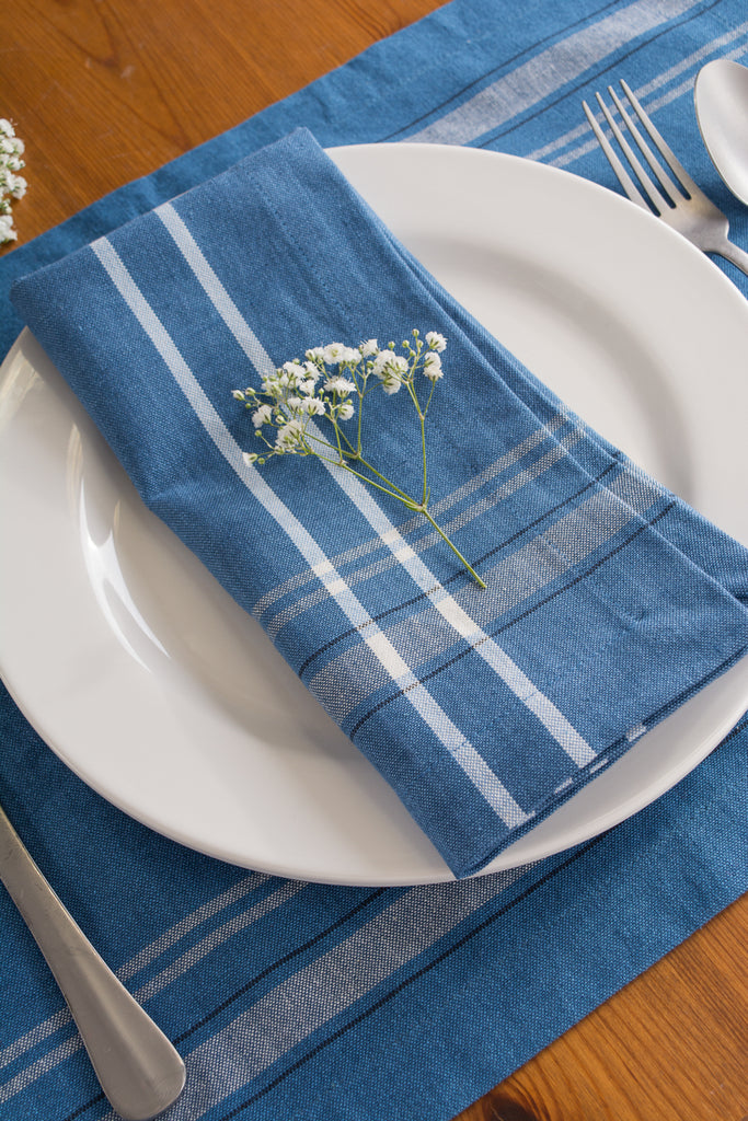 DII Blue Chambray French Stripe Placemat Set of 6