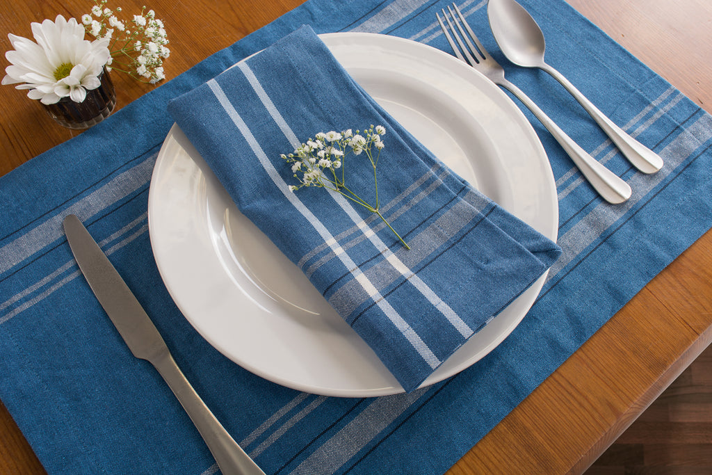 DII Blue Chambray French Stripe Placemat Set of 6