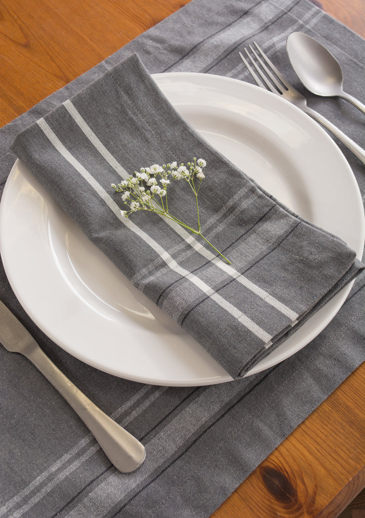 DII Gray Chambray French Stripe Placemat Set of 6