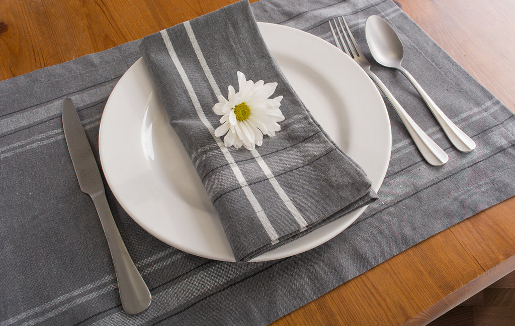 DII Gray Chambray French Stripe Placemat Set of 6