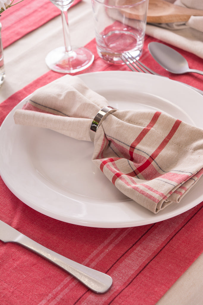 DII Red Chambray French Stripe Placemat Set of 6