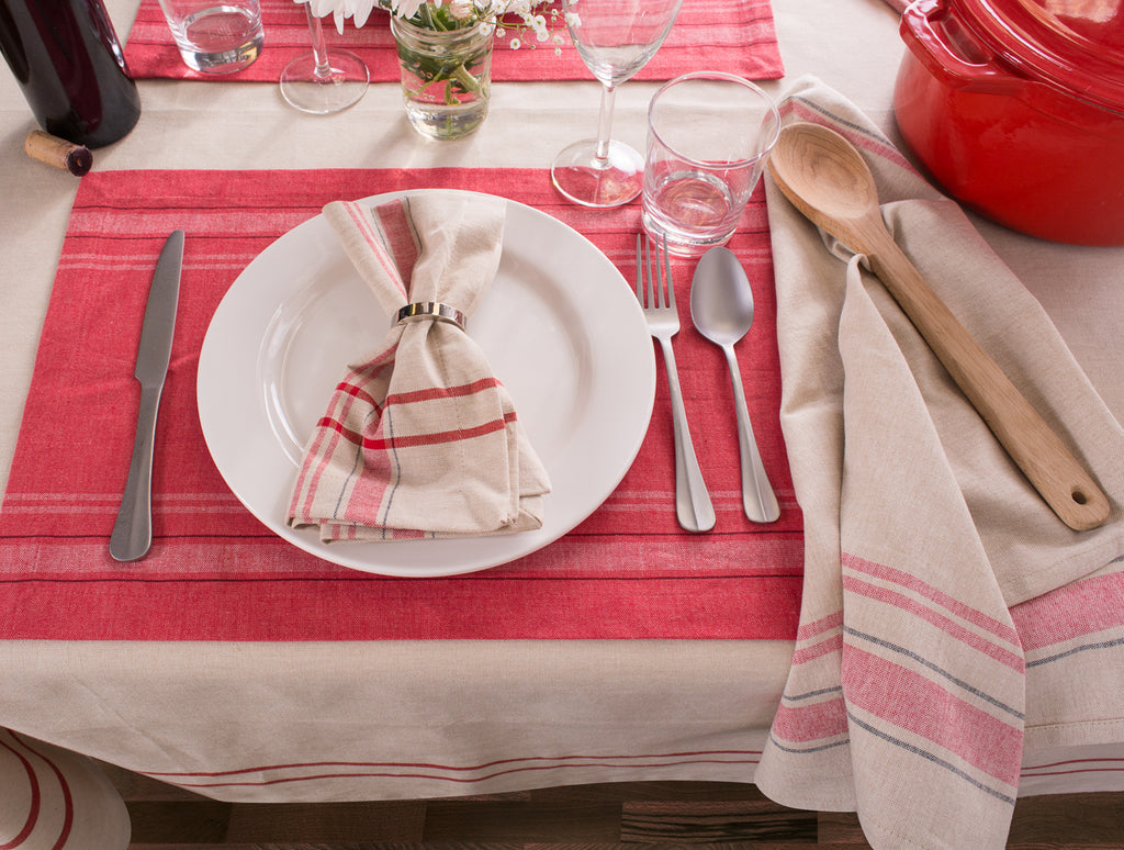 DII Red Chambray French Stripe Placemat Set of 6