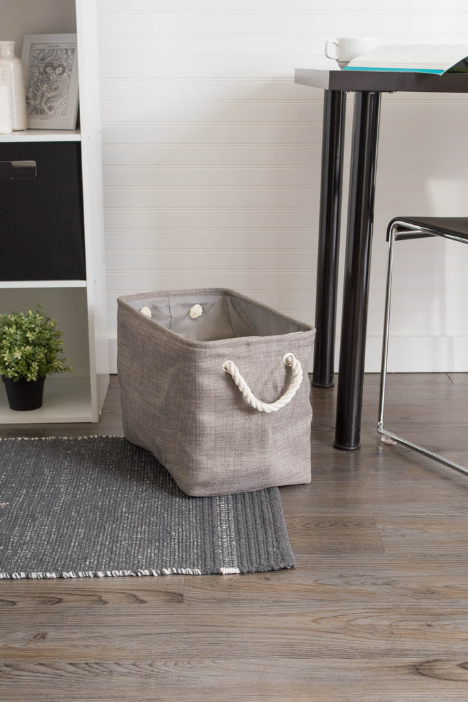 DII Polyester Bin Variegated Gray Rectangle Small
