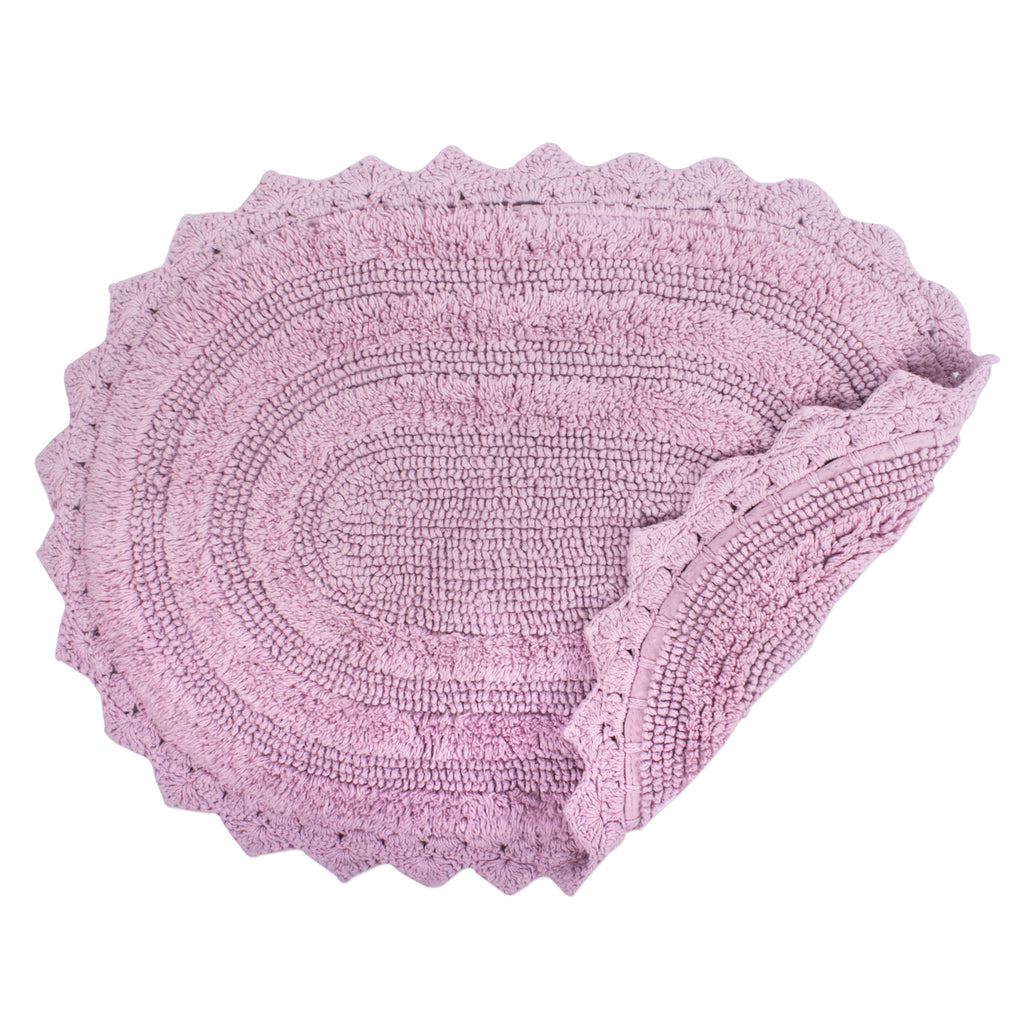 DII Mauve Large Oval Crochet Bath Mat