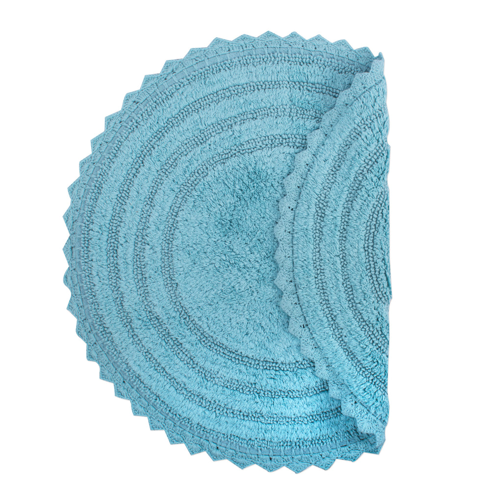 DII Cameo Blue Round Crochet Bath Mat