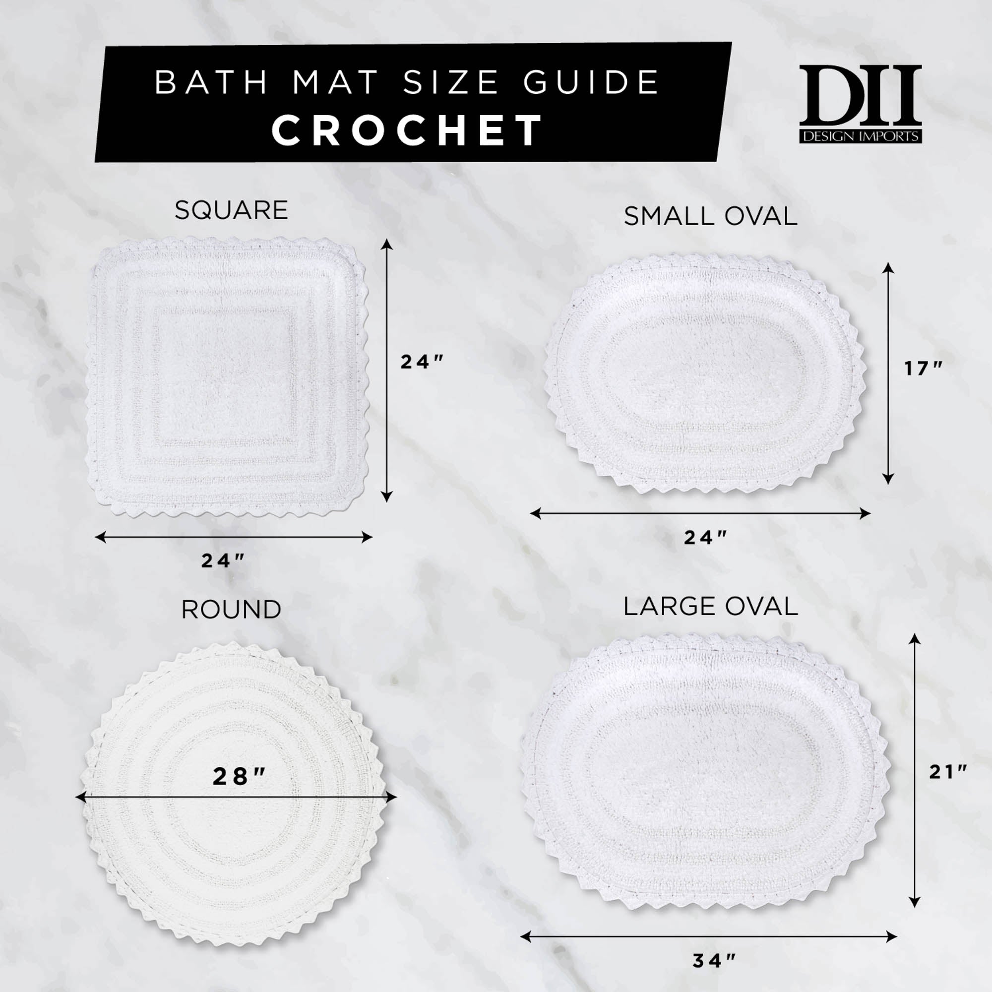 Stonewash Blue Large Oval Crochet Bath Mat – DII Home Store