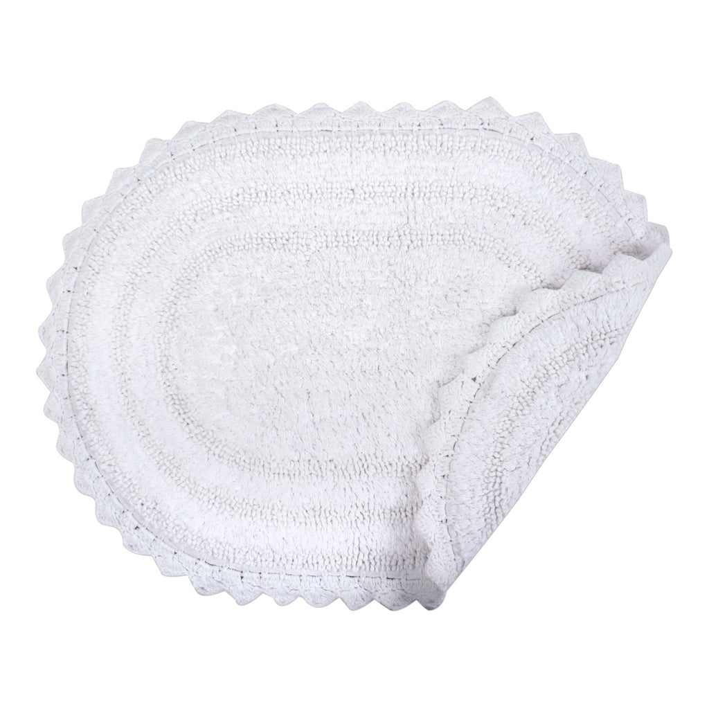 DII White Large Oval Crochet Bath Mat