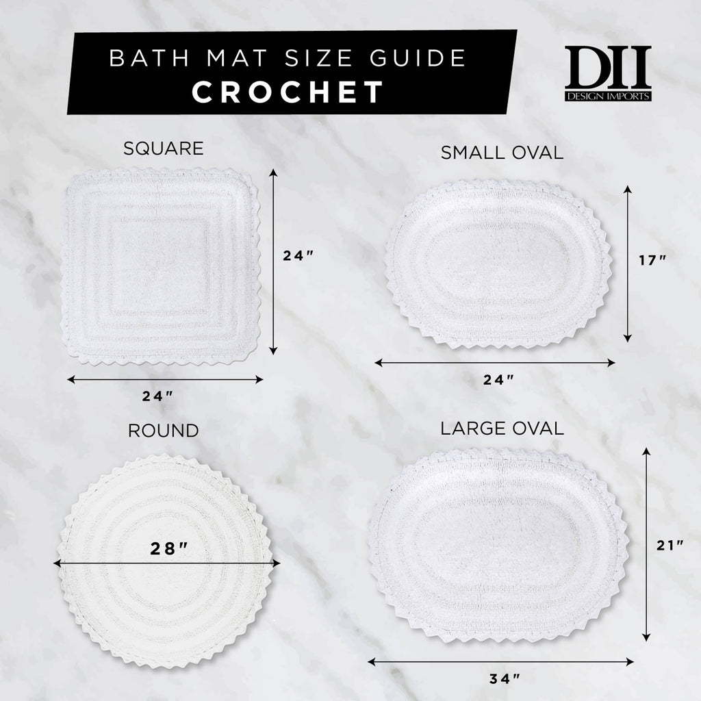 DII White Square Crochet Bath Mat