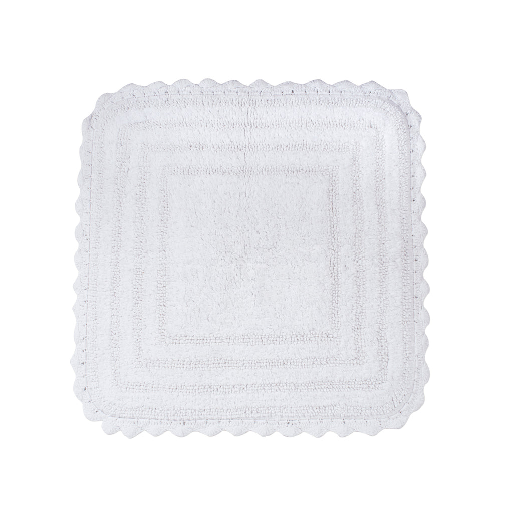 White Square Crochet Bath Mat