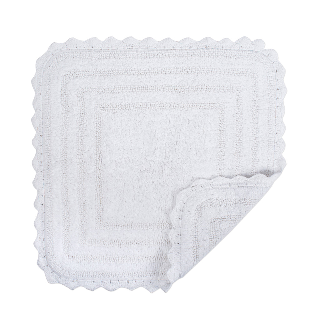 DII White Square Crochet Bath Mat