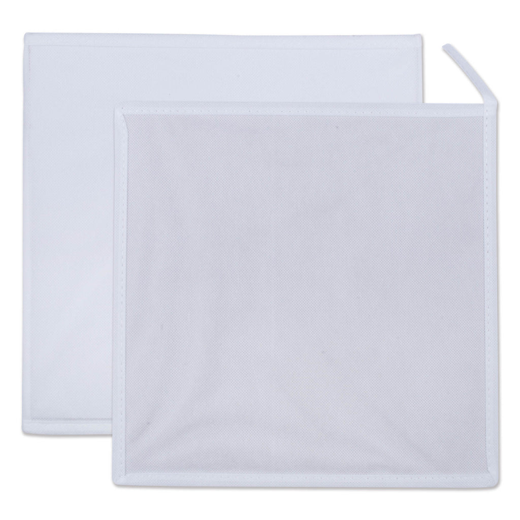Solid White Square Nonwoven Polypropylene Cube Set of 2