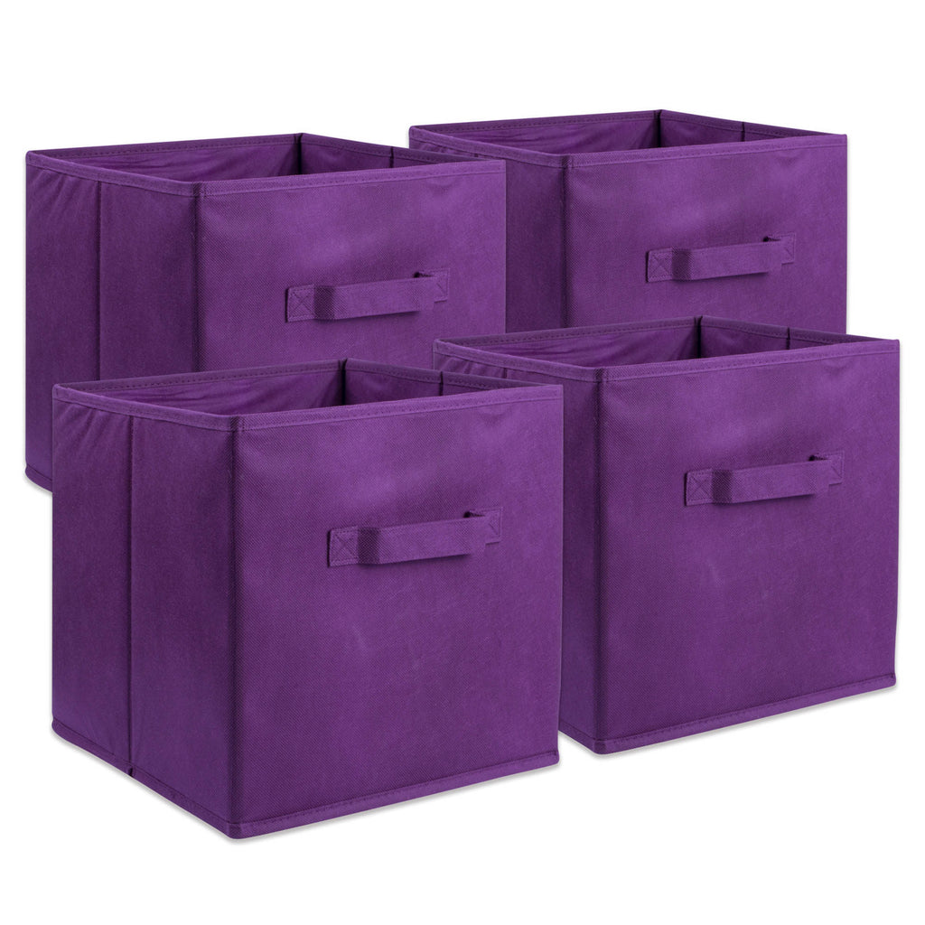 Nonwoven Pp Cube Solid Eggplant Square 11x11x11 Set/4