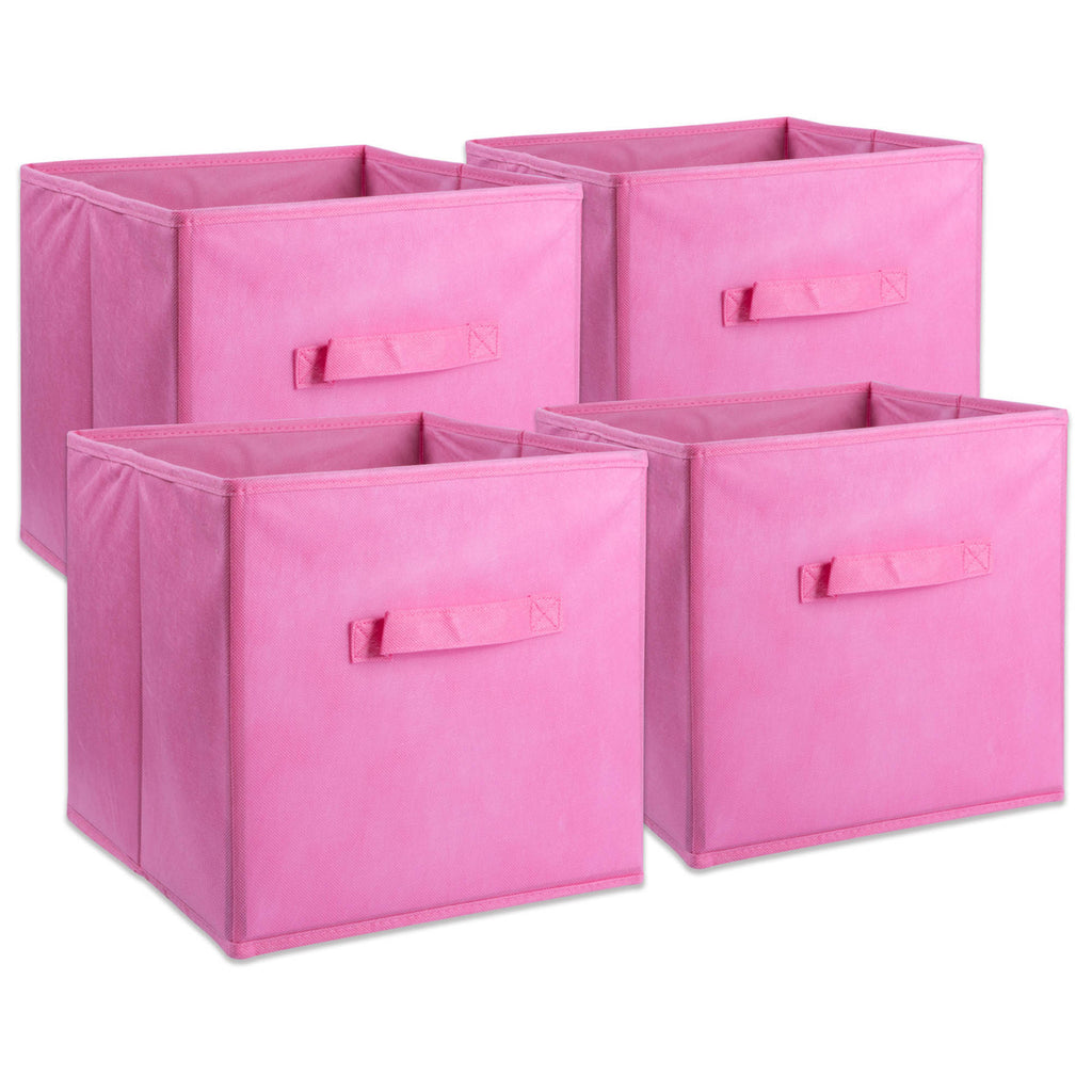 Nonwoven Pp Cube Solid Pink Square 11x11x11 Set/4