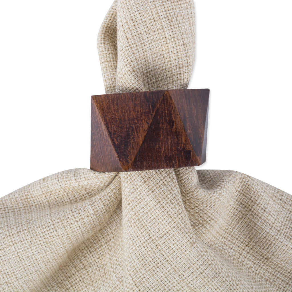 DII Wood Triangle Napkin Ring Set of 6