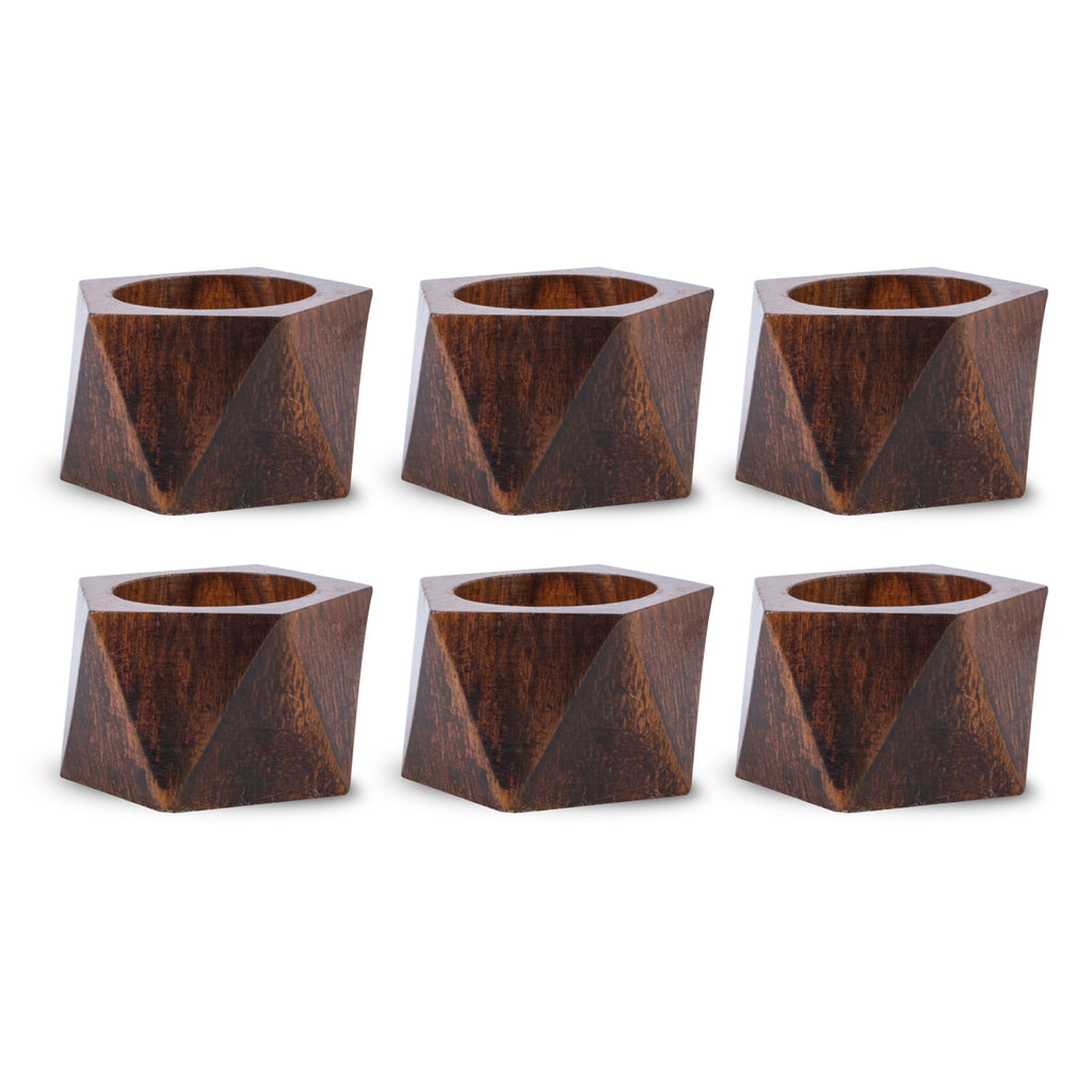 Wood Triangle Napkin Ring Set/6