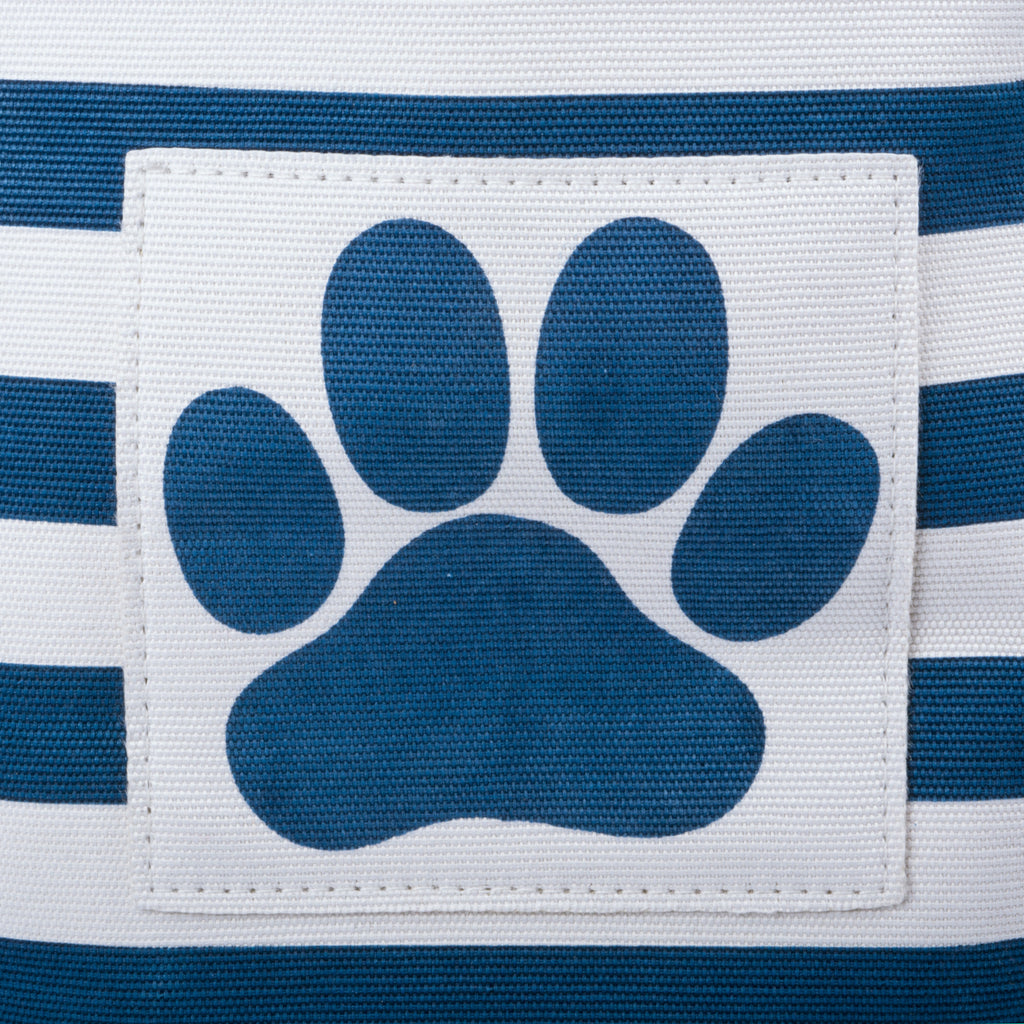DII Polyester Pet Bin Stripe With Paw Patch Navy Round Small