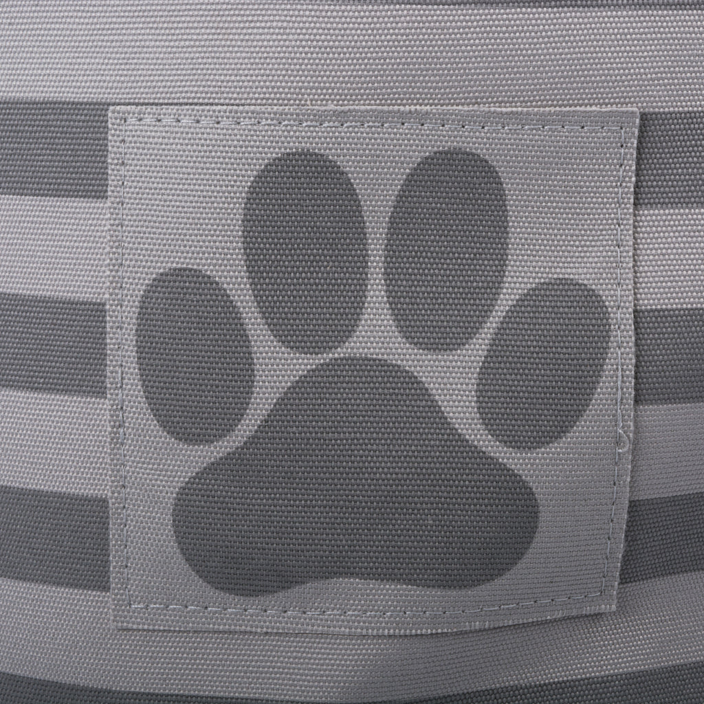 DII Polyester Pet Bin Stripe With Paw Patch Gray Round Small