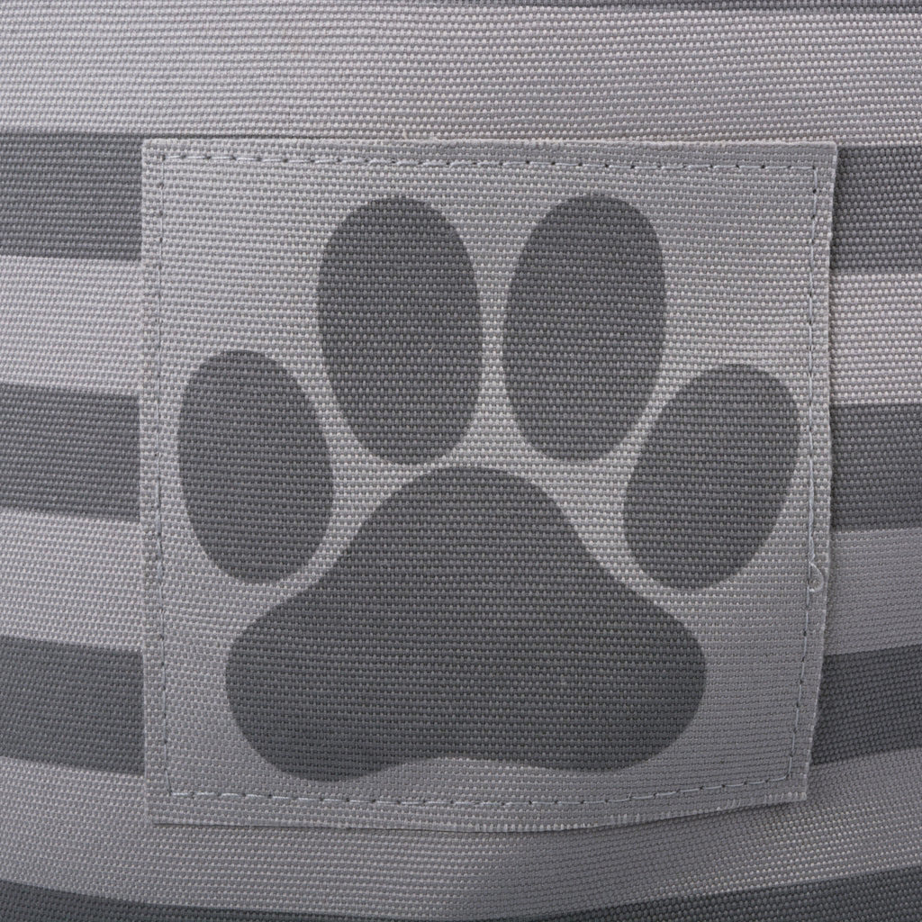 DII Polyester Pet Bin Stripe With Paw Patch Gray Round Medium