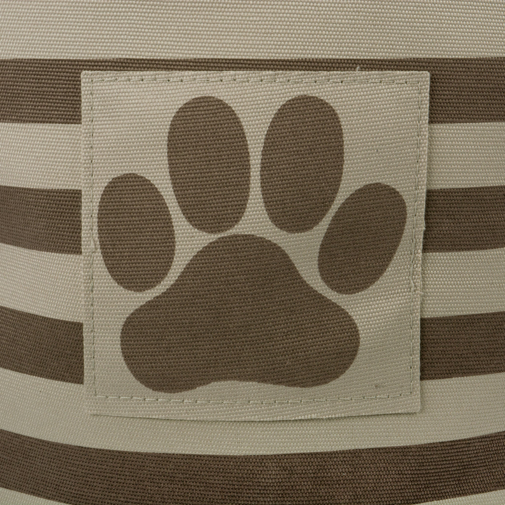 DII Polyester Pet Bin Stripe With Paw Patch Brown Round Medium