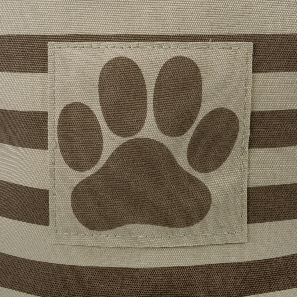 DII Polyester Pet Bin Stripe With Paw Patch Brown Rectangle Large