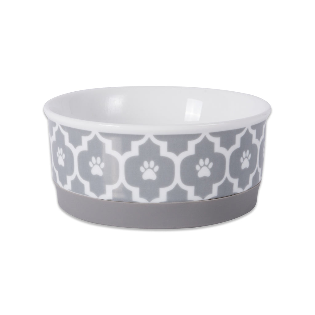 Lattice Gray  Pet Bowl Small 4.25dx2h Set of 2
