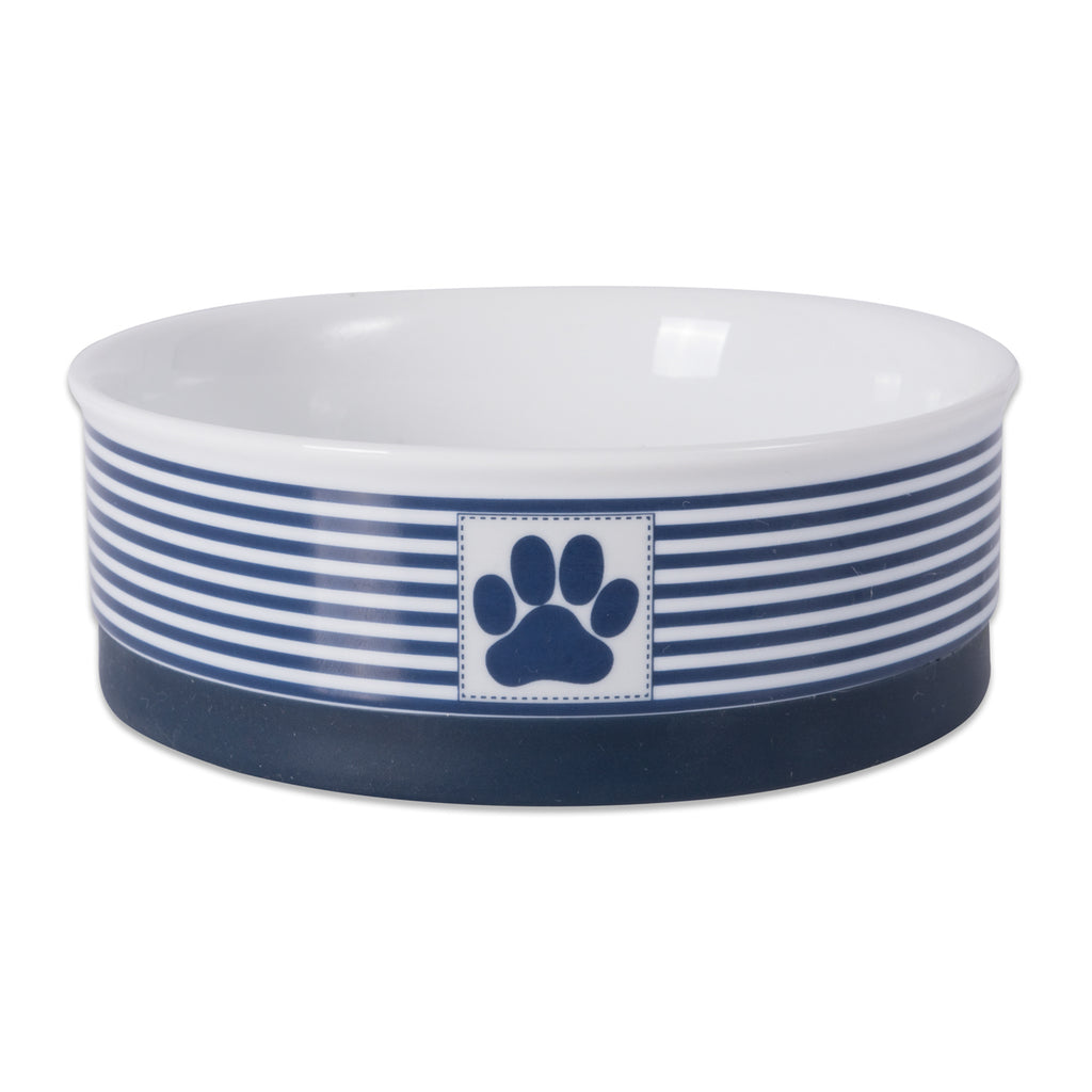 Stripe Nautical Blue Medium Pet Bowl Paw Patch 6dx2h Set of 2