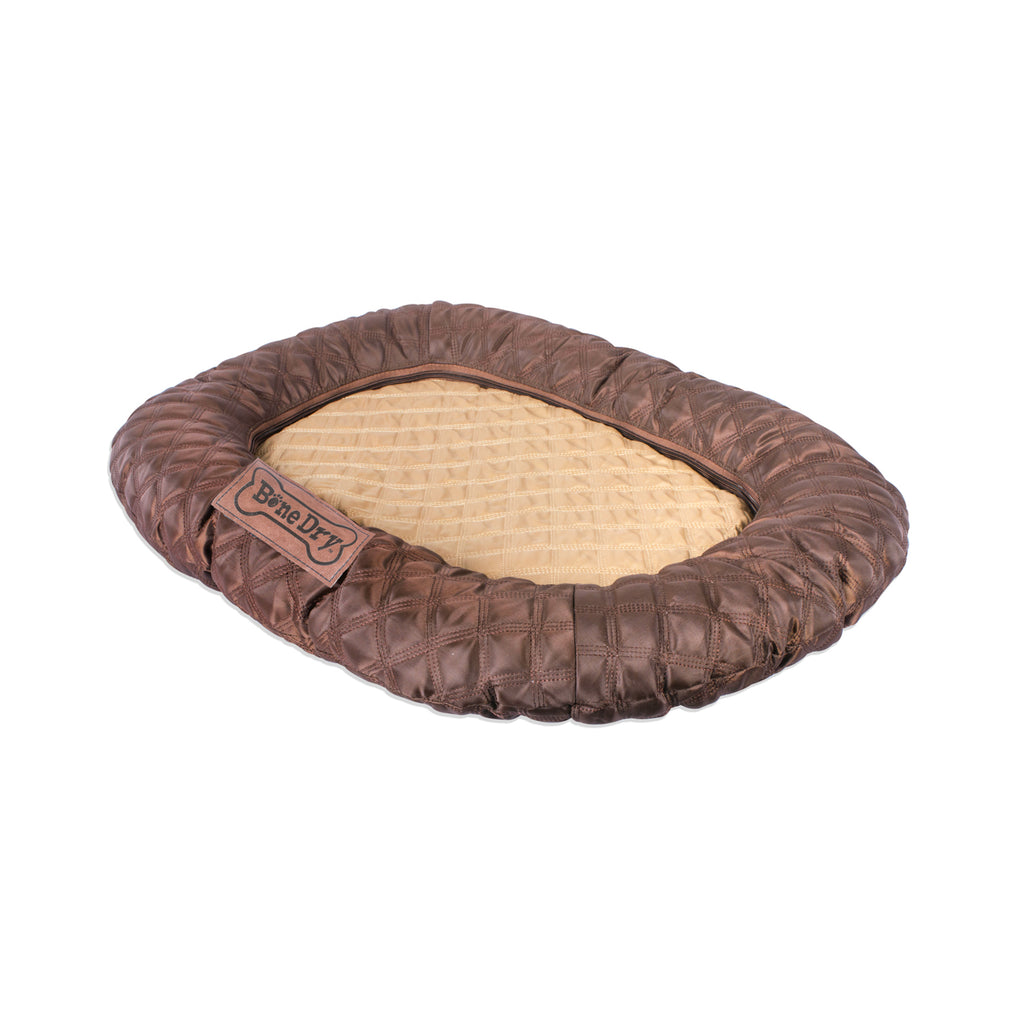 DII Border Cushion Quilted Brown Oval Small