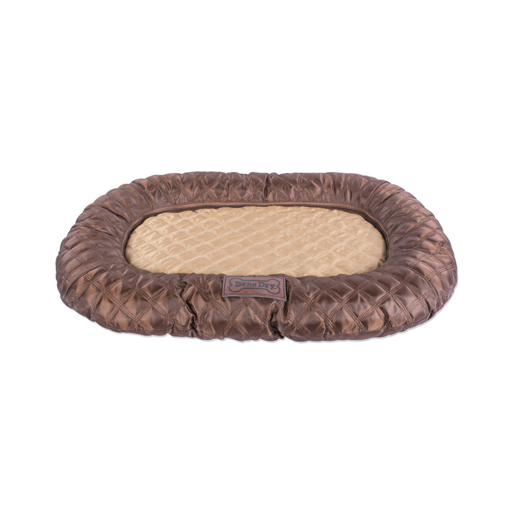 Border Cushion Quilted Brown Oval Small 17x22