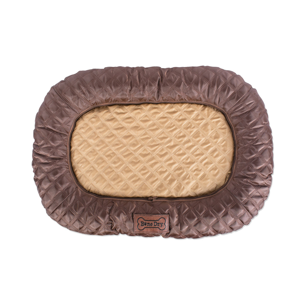 DII Border Cushion Quilted Brown Oval Medium