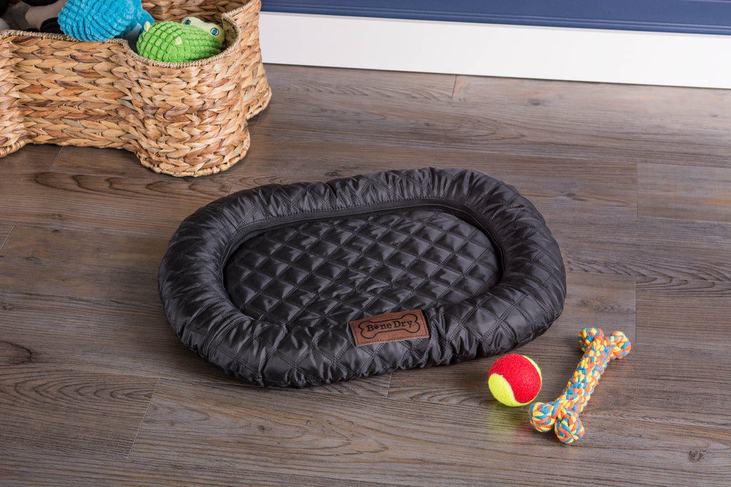 DII Border Cushion Quilted Black Oval Small