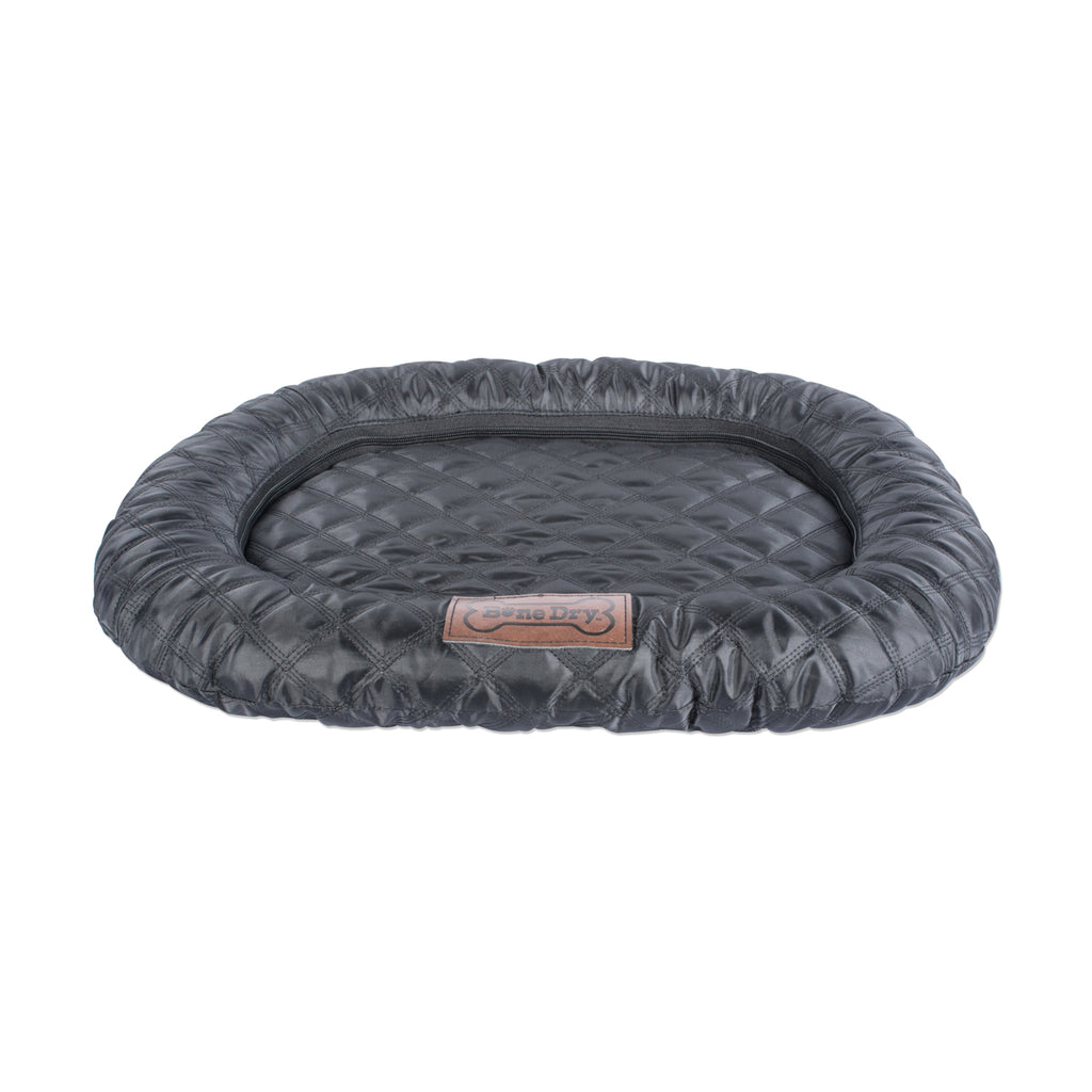 Border Cushion Quilted Black Oval Medium 20x28